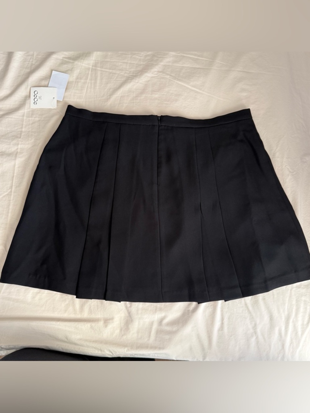 Black Pleated Mini Skirt with Pearl Heart Buttons - Picture 3 of 11